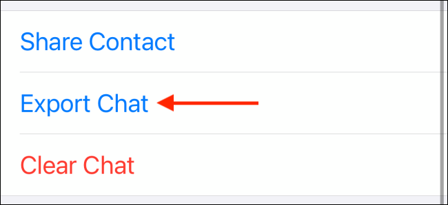 Toca Exportar chat desde el perfil de WhatsApp.