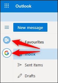 Botones de Outlook y Gmail en la barra lateral.
