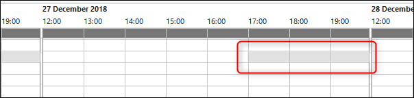 una barra gris clara indica horas no disponibles