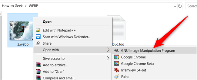 Abra un WebP con otra aplicación en Windows
