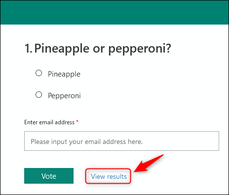 los "Ver los resultados" enlace en la parte inferior de la encuesta.