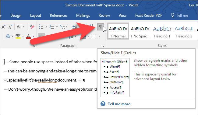 Cómo eliminar espacios iniciales y finales en líneas en Microsoft Word Experto Geek