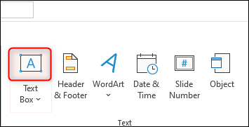 Opción de cuadro de texto en powerpoint