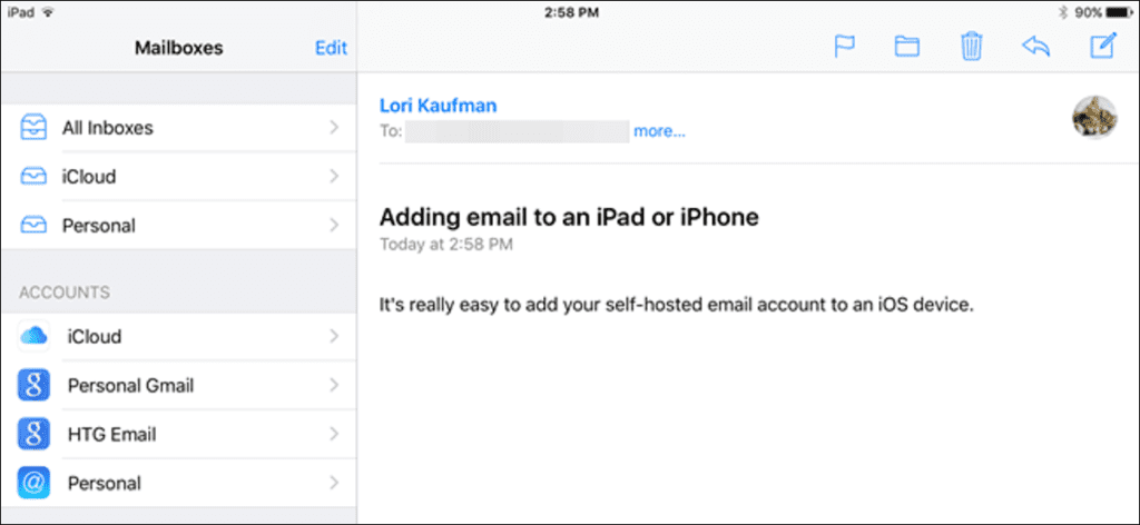 Cómo agregar una cuenta de correo electrónico autohospedada a un dispositivo iOS