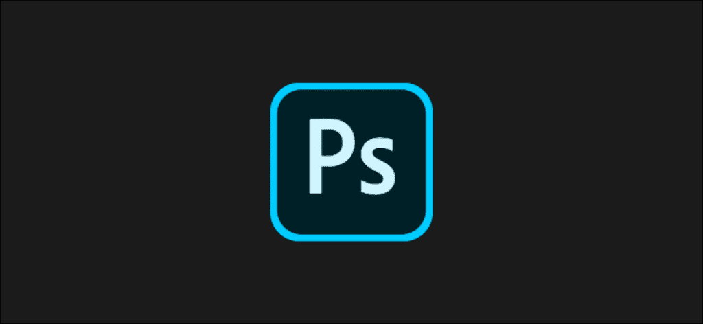 El logotipo oficial de Adobe Photoshop sobre un fondo oscuro.