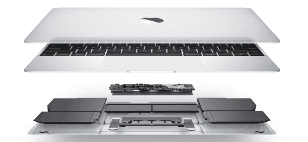 Las partes internas de una MacBook