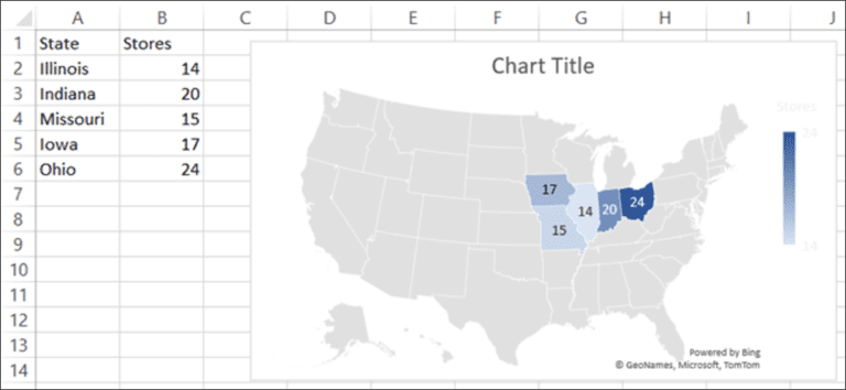 Cómo crear un gráfico de mapa geográfico en Microsoft Excel