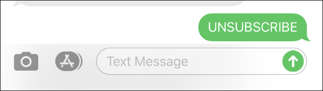 Cancelar la suscripción a una lista de mensajes de texto en un iPhone.