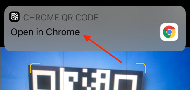 Abra el código QR en la notificación de Chrome desde la aplicación Cámara