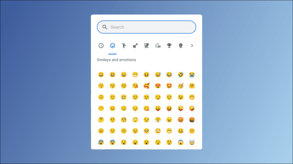 Selector de emoticonos de Chrome OS.