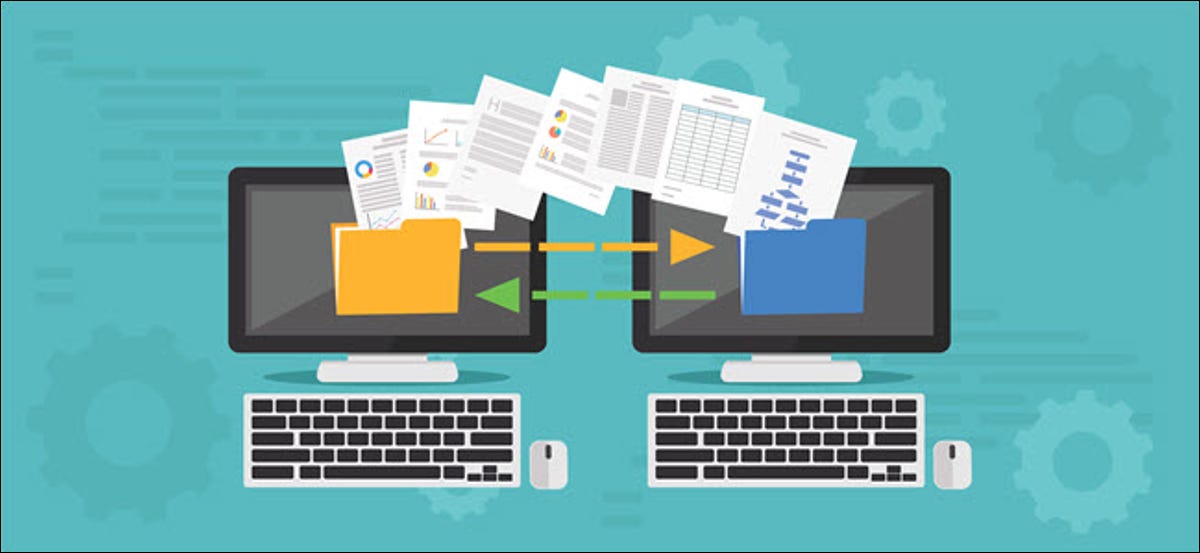 Copiar archivo, intercambio de datos.  Concepto de transferencia de archivos - vector