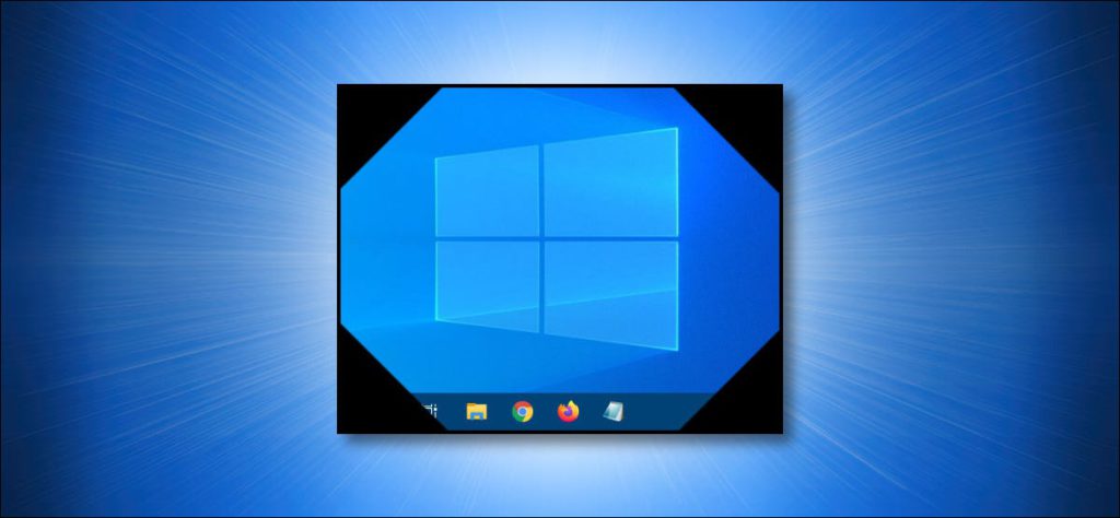 Escritorio de Windows 10 simbolizado sobre un fondo azul