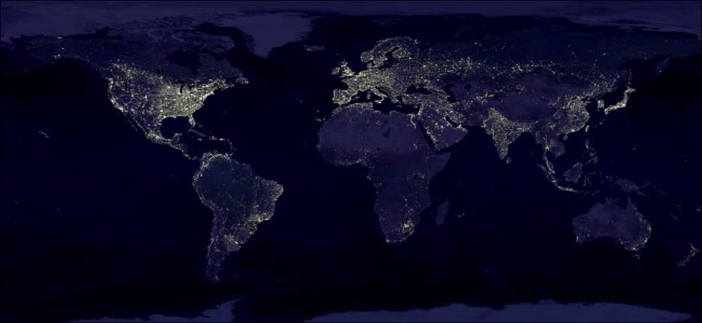 la tierra a las luces de la nasa