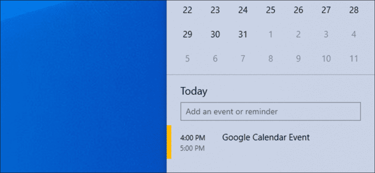 Cómo usar su calendario desde la barra de tareas de Windows 10