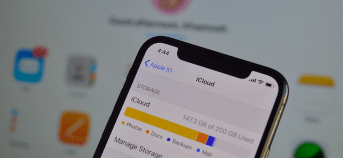 Sección de almacenamiento de iCloud que se muestra en el iPhone