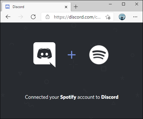 Spotify conectado a la confirmación de Discord.