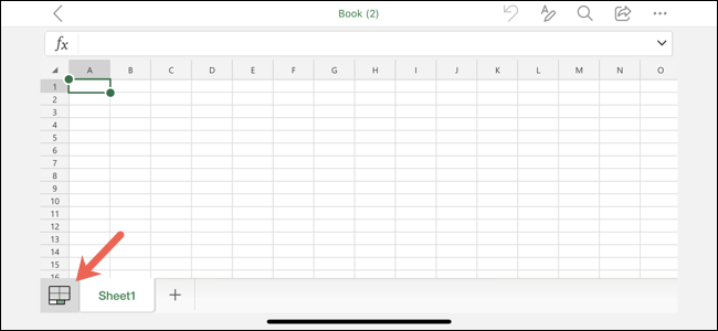 Pestaña Hojas de cálculo en Excel en dispositivos móviles