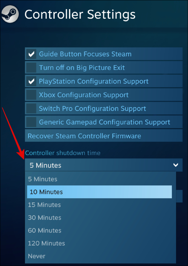 Tiempo de inactividad del controlador en la configuración del controlador