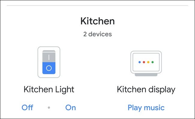 Grupo de sala de cocina de Google Home, que muestra la luz y la pantalla de Nest Hub.