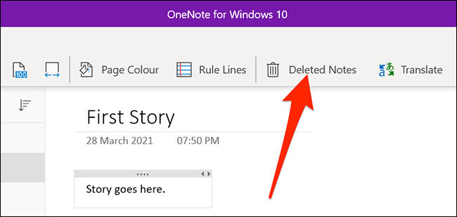 Notas eliminadas en OneNote