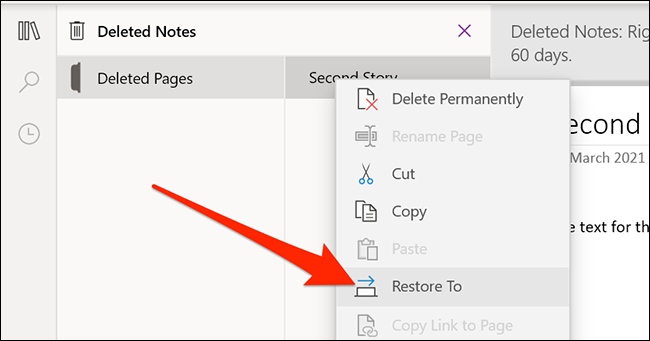 Restaurar notas de OneNote eliminadas