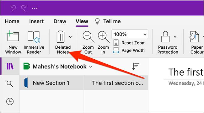 Notas eliminadas en OneNote para Mac