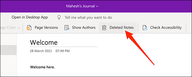 Elimina la opción Notas en OneNote para la web