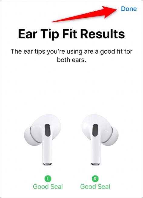 Resultados de Apple AirPods Pro Good Fit Seleccionar Listo