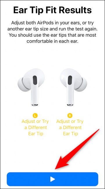 Resultados de ajuste deficiente de Apple AirPods Pro Seleccione Reproducir de nuevo