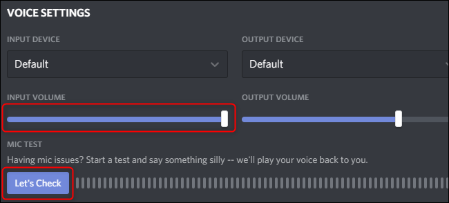 Prueba de micrófono y volumen de entrada de discordia