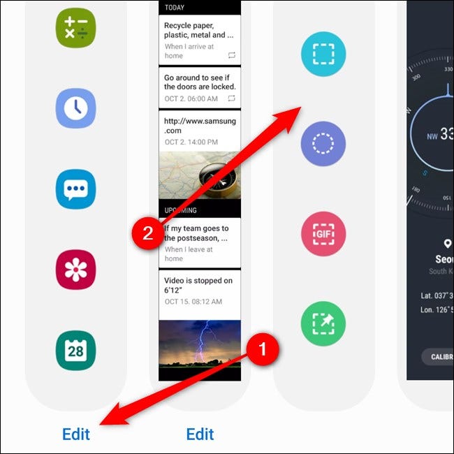 Samsung Galaxy S20 Seleccionar "Editar" Botón o mantenga pulsado el panel para reorganizar