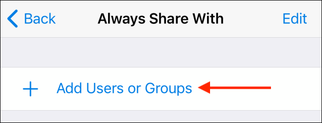 Toque Agregar usuarios desde Siempre compartir con en Telegram para iPhone