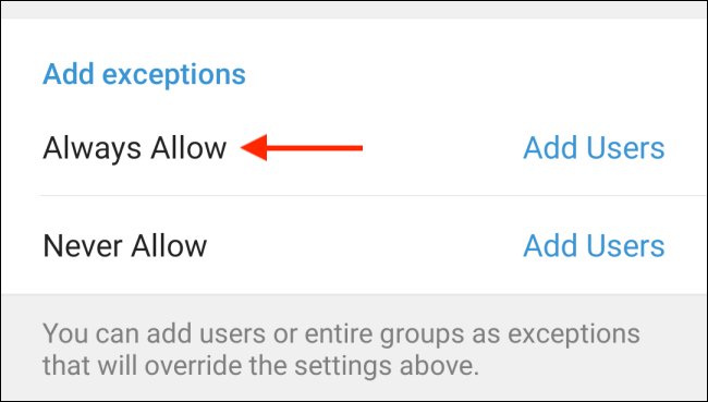 Toca Permitir siempre desde Telegram en Android