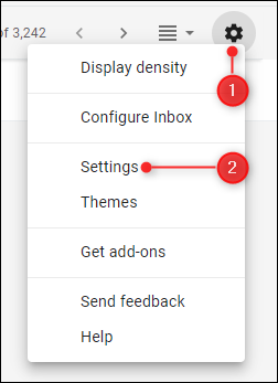 La opción de configuración en Gmail