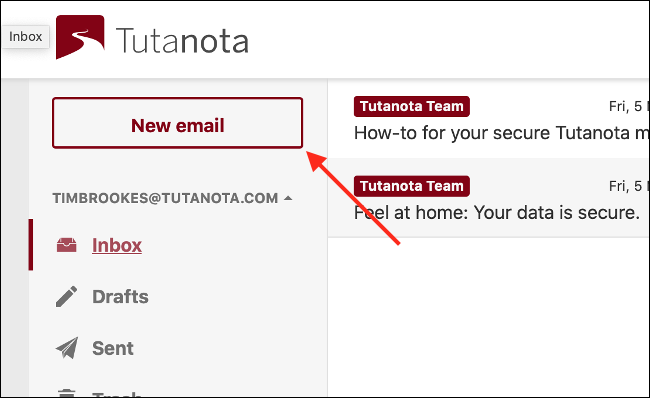 Redactar un correo electrónico en Tutanota