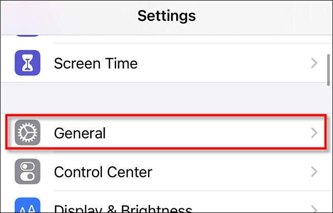 En Configuración en iPhone o iPad, toque "General."