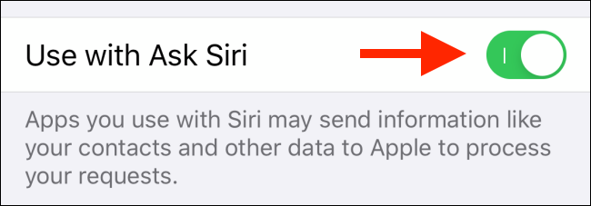 Toque la palanca junto a Usar con Siri