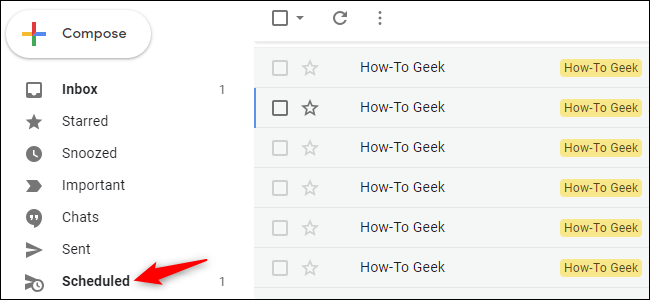 Opción para ver correos electrónicos programados en Gmail para web