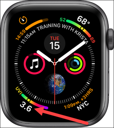 Esfera de reloj infográfica de Apple Watch.