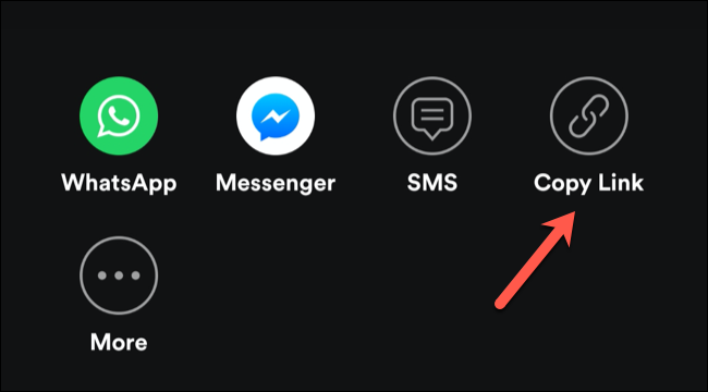 Toque Copiar enlace para compartir un enlace de invitación a una sesión grupal de Spotify