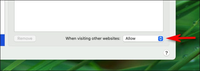 Para permitir ventanas emergentes en todos los sitios web en Safari, busque "Cuando visita otros sitios web" y elige "Permitir."