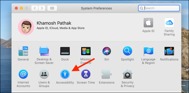 Haga clic en el botón Accesibilidad en Preferencias del sistema.