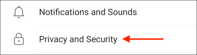 Toque Privacidad y seguridad en la configuración de Telegram en Android