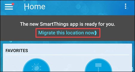 presione el banner smartthings migrate