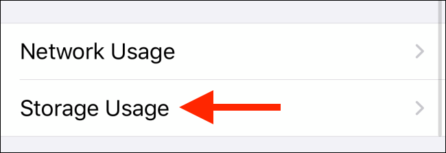 Toque la opción Uso de almacenamiento