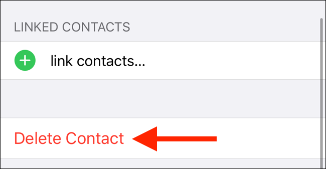 Toca Eliminar contacto en la parte inferior de la tarjeta de contacto.