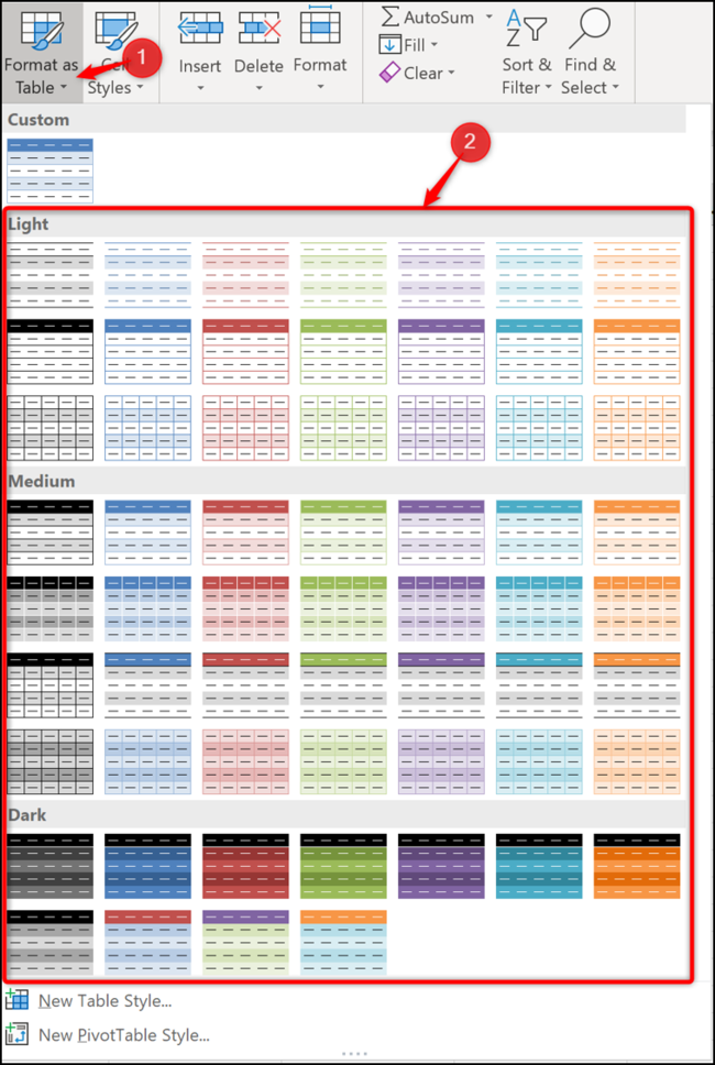 Formatea tu rango de datos como una tabla