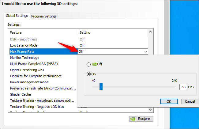 Habilitación de la velocidad de fotogramas máxima a nivel mundial en controladores NVIDIA