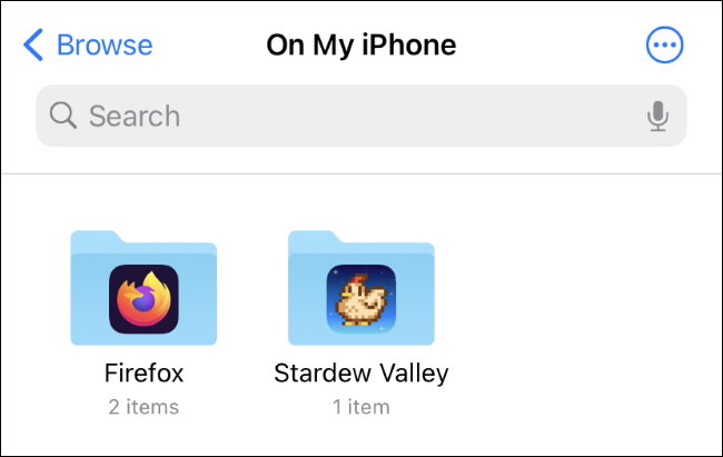 La carpeta Stardew Valley en Archivos en un iPhone.