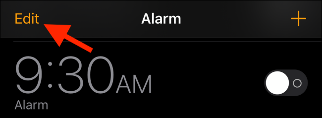 Toque el botón Editar en la aplicación Reloj.